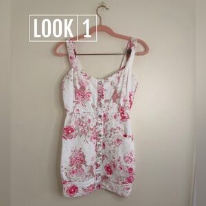 For Love And Lemons White and Pink Floral Dress